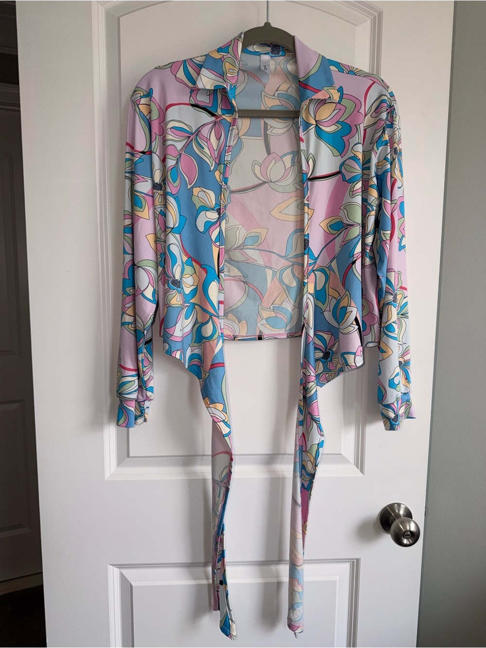 Pastel Floral Tie-Front Cardigan